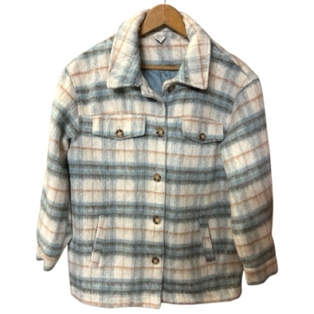 Wonderly Plaid Jean Jacket in Blue and Cream